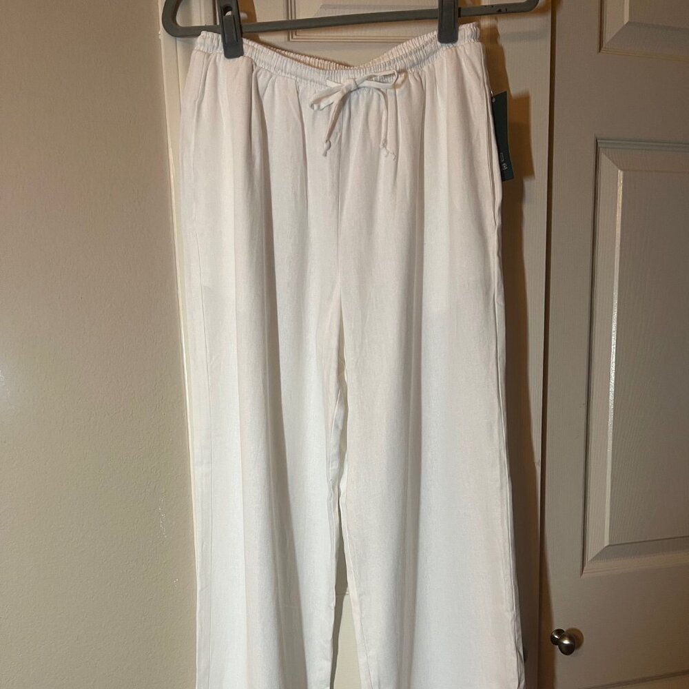 NWT - Women's Wild Fable White Wide Leg Pants Drawstring Waist Size XS Oversized